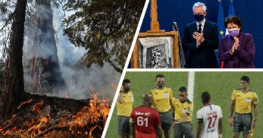 صور.. العالم هذا المساء.. حرائق الغابات فى كاليفورنيا تفتك بأشجار عمرها 3000 عام.. ونائب رئيس سورينام يقود فريقه لخسارة 6-1 بمباراة فى عمر الستين.. وابنة بيكاسو تسلم أعمال لوالدها للحكومة الفرنسية لتسوية ضرائب