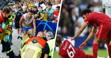 إنسانيات نجوم الكرة.. محمد صلاح يجبر حكما على إيقاف مباراة لإصابة زميله.. رونالدو يطمئن على فرد أمن لإصابته بتسديدة منه.. بنزيما يساعد بطلة بارالمبية لارتداء حذائها..وأحمد حجازى يقدم قميصه لطفل من ذوى الهمم