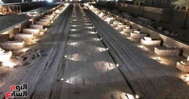 طريق الكباش الفرعونى فى مشاهد ساحرة ليلا قبل الافتتاح العالمى المنتظر.. صور