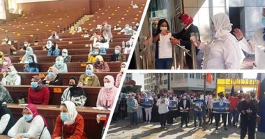 الجامعات تفتح أبوابها للطلاب بالعام الجديد.. منع "البناطيل المقطعة" وأصحاب قصات الشعر الغريبة من دخول جامعة المنوفية.. رئيس جامعة الإسكندرية يحضر تحية العلم وسط الطلاب.. وتوزيع الورود والهدايا بجامعة بنها