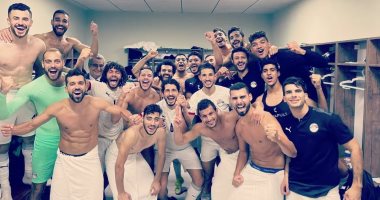 شاهد احتفال لاعبى منتخب مصر بعد ثلاثية ليبيا