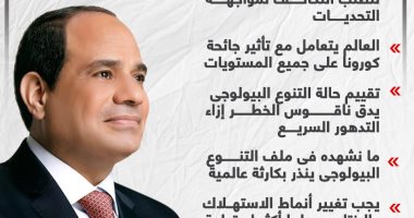 الرئيس السيسى يضع العالم أمام مسؤولياته فى مؤتمر التنوع البيولوجى.. إنفوجراف