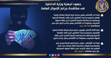 مباحث الأموال العامة تضبط قضايا اتجار بالعملة بـ5 ملايين جنيه.. انفوجراف