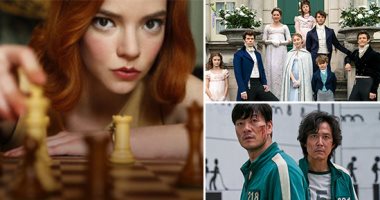أعمال درامية حققت أرقام مشاهدات قياسية بسبب إغلاقات كورونا.. Squid Game يتربع على عرش الأكثر مشاهدة بـ111 مليونا.. Bridgerton فى المرتبة الثانية بمشاهدات بلغت 82 مليونا.. و62 مليون مشاهدة لـ The Queen's Gambit