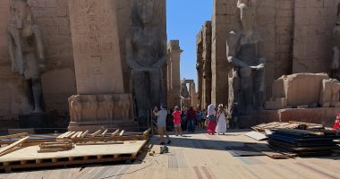 شاهد تجهيزات عروض وبروفات حفل افتتاح طريق الكباش الفرعونى بمعبد الأقصر