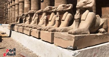 "اليوم السابع" ينشر 25 صورة حصرية من داخل مشروع ترميم 48 كبشا بمعابد الكرنك