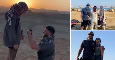 زواج تحت غروب الشمس.. ألمانى يفاجئ صديقته ويطلب الزواج منها فى رحلة سفارى وسط جبال مرسى علم.. منظم الرحلة: السائح طلب تنظيم الرحلة وعدم إخبارها بشيء.. واختار مصر لجوها الجميل