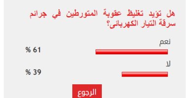 61% من القراء يؤيدون تغليظ عقوبة المتورطين في سرقة التيار الكهربائى