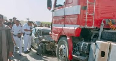 مصرع موظف فى حادث تصادم سيارة ملاكى وتريلا بقنا