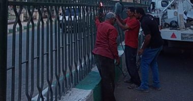 زرع أعمدة الإنارة بكشافات موفرة للكهرباء بوسط الزقازيق