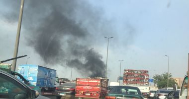 كثافات مرورية بسبب حريق سيارة أعلى الطريق الدائرى 