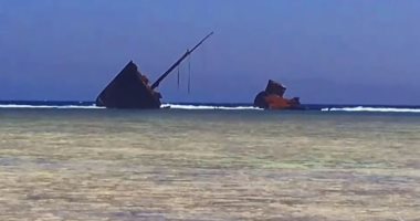شاهد أشهر سفينة شحن غارقة فى مياه البحر الأحمر بجنوب سيناء