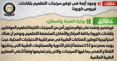 مجلس الوزراء ينفى وجود أزمة فى توفير سرنجات التطعيم بلقاحات فيروس كورونا