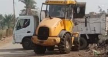 إزالة اشغالات ورفع 100طن من مخلفات الشوارع والطرق بمركز الفشن ببنى سويف