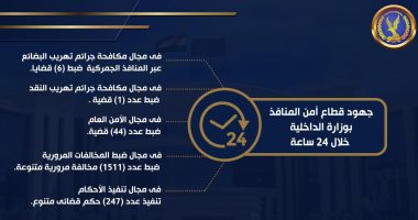 أمن المنافذ يضبط 44 قضية متنوعة خلال 24 ساعة.. إنفوجراف