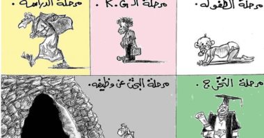 كاريكاتير اليوم.. البحث عن وظيفة مرحلة كالكهف في حياة الإنسان