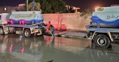شركة مياه مطروح: الانتهاء من رفع وإزالة تجمعات المياه من الشوارع