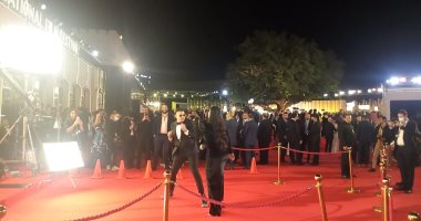 أحمد الفيشاوي يتقمص دور الملاكم مع زوجته في افتتاح مهرجان القاهرة السينمائى
