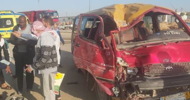 إصابة 6 أشخاص فى حادث تصادم سيارتين على الطريق الدائرى بمركز مغاغة فى المنيا