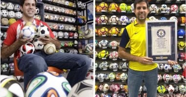 مشجع مكسيكى يجمع 1230 كرة قدم لتحطيم الرقم القياسى فى موسوعة جينيس.. فيديو