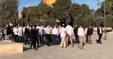 مستعمرون يقتحمون ساحات المسجد الأقصى فى حماية شرطة الاحتلال الإسرائيلى