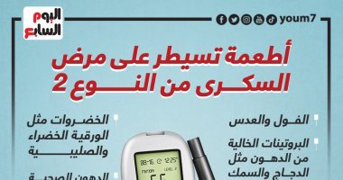 10 أطعمة تسيطر على مرض السكرى من النوع 2.. إنفوجراف