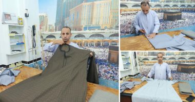 "شاهين" أشهر صانع جلباب بلدى فى المنوفية: بقالى 25 سنة فى الشغلانة.. بدأت بماكينة واحدة حتى أصبحوا 6 ماكينات وكله بفضل الله والجهد فى العمل.. ويؤكد: خالى علمنى المهنة.. والأسعار من 200 جنيه حتى 500.. فيديو وصور