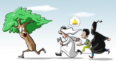 أزمة قطع الأشجار للتدفئة وآثاره على البيئة فى كاريكاتير اليوم