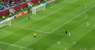 مرمى خاص للتدريب فى كأس العرب بقطر ..للحفاظ على الأرضية "صور"