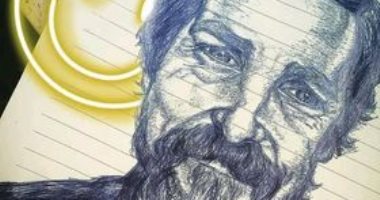 "حسن" من الإسكندرية يشارك ببورتريهات تبرز موهبته في الرسم  