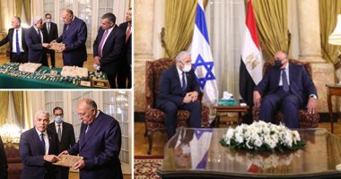 وزير الخارجية ونظيره الإسرائيلى يشهدان وقائع استرداد مصر 95 قطعة أثرية مهربة.. سامح شكرى يؤكد أهمية العمل لإحياء مسار المفاوضات بين الجانبين الإسرائيلى والفلسطينى.. ويستعرض جهود مصر المتواصلة لإعادة إعمار غزة