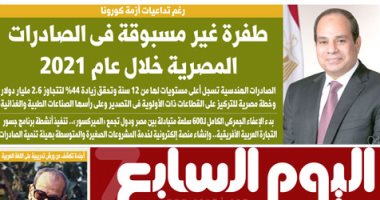 اليوم السابع: طفرة غير مسبوقة فى الصادرات المصرية خلال عام 2021