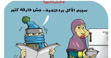   انخفاض درجة الحرارة يغنيك عن الثلاجة فى كاريكاتير اليوم السابع