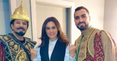 رشا مهدى فى صورة مع إياد نصار ومحمد الشرنوبى من كواليس "ياما فى الجراب يا حاوى"