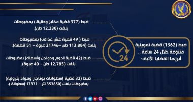 ضبط 113 طن أغذية فاسدة ومجهولة المصدر خلال 24 ساعة.. إنفوجراف