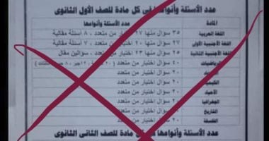 "التعليم" تنفى جداول متداولة عن عدد أسئلة امتحان الثانوى العام ونوعيتها