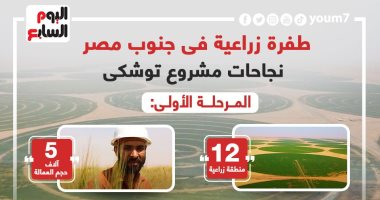 طفرة زراعية فى جنوب مصر.. نجاحات مشروع توشكى.. إنفوجراف