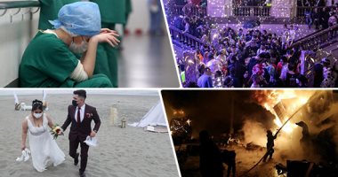 العالم هذا المساء.. لقطات لأحداث ومواقف وظواهر طبيعية ×2021.. أمريكية تقلد أكثر من 300 لوحة فنية لكبار الرسامين بصور طريفة مع كلبها.. وبابا نويل يرسم البهجة على وجوه أطفال العالم فى احتفالات رأس السنة.. صور