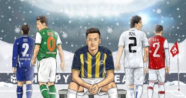 مسعود أوزيل يودع العام بكاريكاتير ورسالة باللغة العربية.. اعرف قال إيه