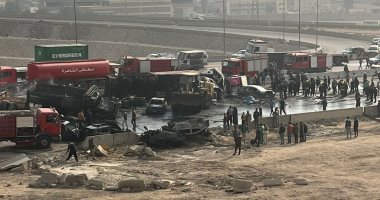 مصرع شخص وإصابة 3 فى تصادم 11 سيارة بالدائرى الأوسطى أسفل الأوتوستراد