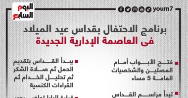 برنامج الاحتفال بقداس عيد الميلاد فى العاصمة الإدارية الجديدة.. إنفوجراف 