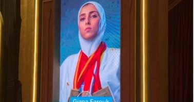 البطلة جيانا فاروق تروج لحديثها فى منتدى شباب العالم غدا