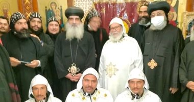 صور.. سيامة 3 رهبان جدد بدير الأنبا متاؤس الفاخورى بجبل أصفون فى إسنا