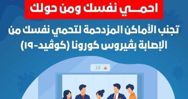 الصحة تنصح المواطنين بالبعد عن أماكن التجمعات منعا لعدوى كورونا.. إنفوجراف