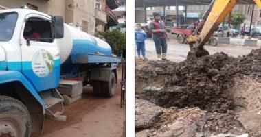 انتهاء أعمال إصلاح انفجار ماسورة مياه الشرب بمدينة القنايات بالشرقية