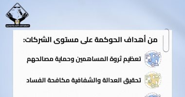 إنفوجراف لتنسيقية شباب الأحزاب والسياسيين يرصد أهداف الحوكمة على مستوى الشركات