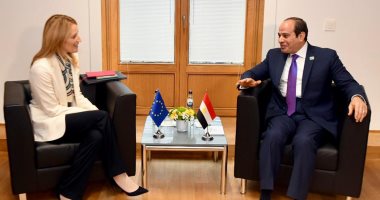 الرئيس السيسى يلتقى رئيسة البرلمان الأوروبى ويهنئها على منصبها الجديد