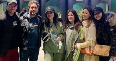 هشام ماجد ورامى رضوان مع دنيا وإيمى بسبب فيلم "حامل اللقب"