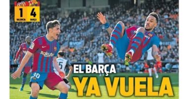 هاتريك أوباميانج مع برشلونة ورباعية مان يونايتد ضد ليدز الأبرز فى صحف أوروبا
