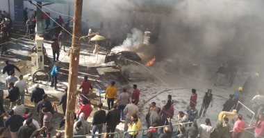 إصابة 8 أشخاص فى حريق محطة بنزين بالدقهلية.. والسيطرة على النيران.. صور
